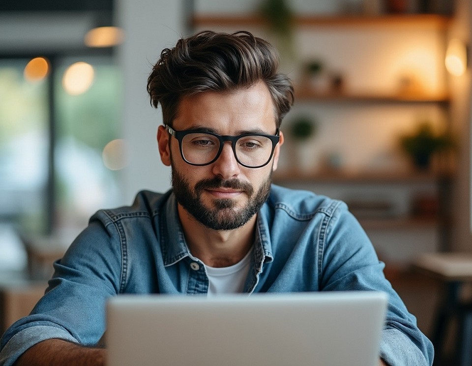 Image of a guy creating a blog