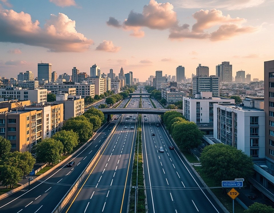 An image of a highway going through downtown