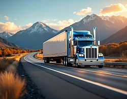 A big rig rolling down the road
