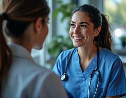 Two doctors talking to each other