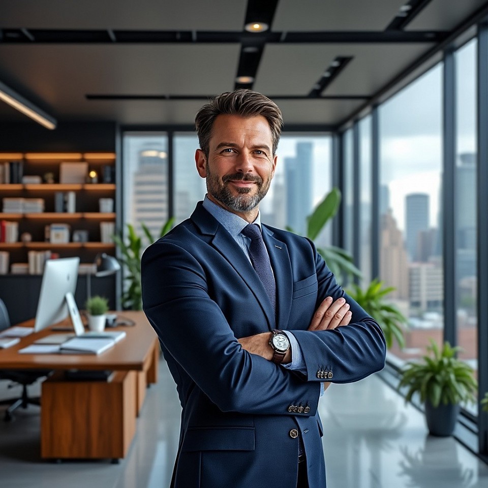 A man standing in his office