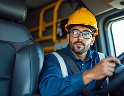 Driver sitting in his truck