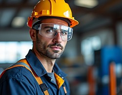 Truck driver standing in a warehouse