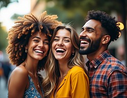 Three excited people