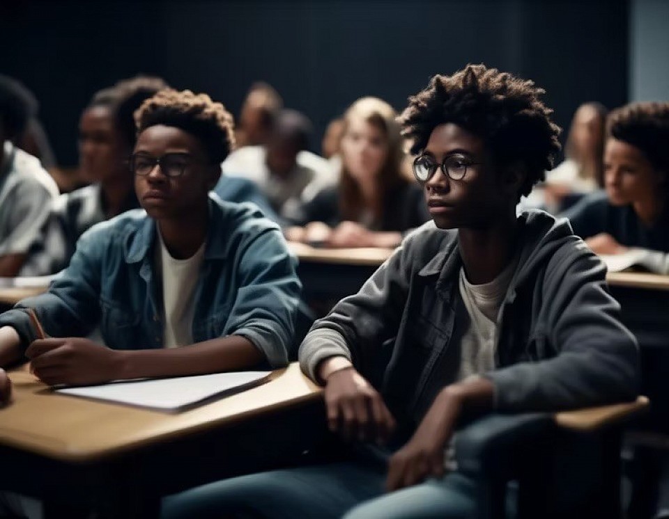 Young students in class