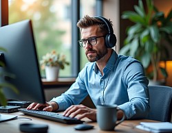 Hey guy, working on his computer