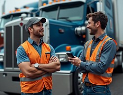 Two truckers talking to each other