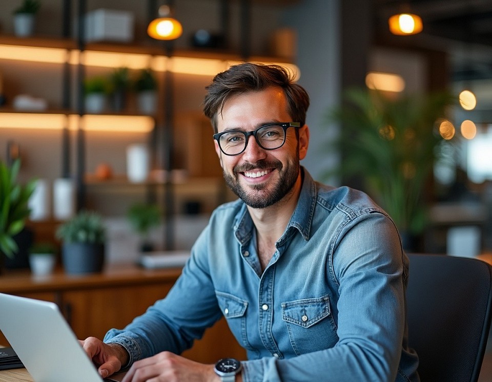 Guy in front of his computer