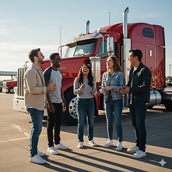 Students are excited about learning how to drive a big rig